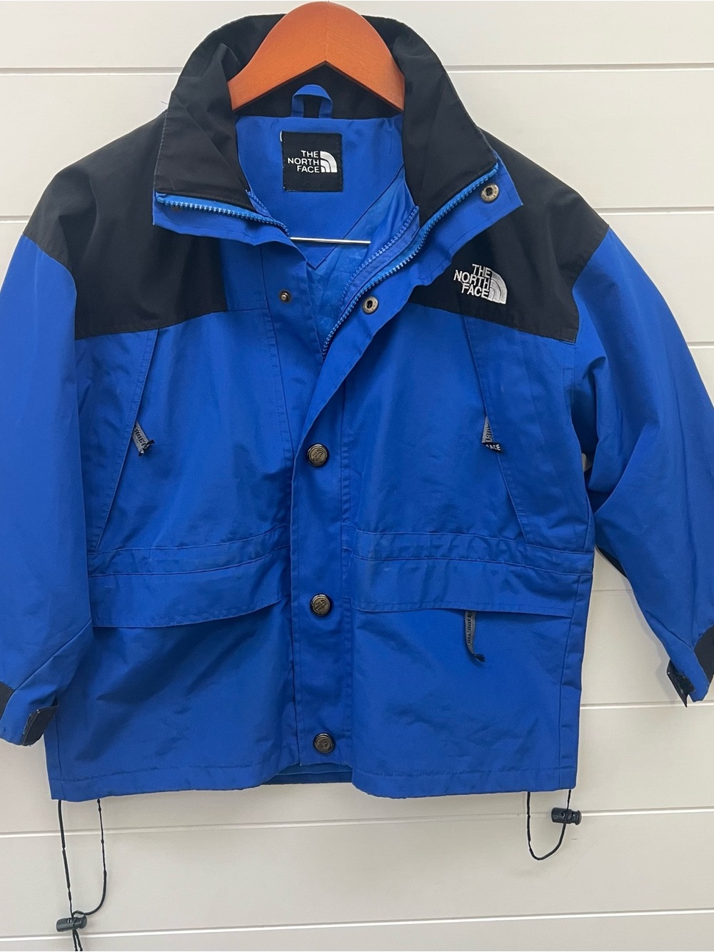 The North Face Kids Blue Black Colorblock Jacket 90s Gorpcore Ski Outdoor